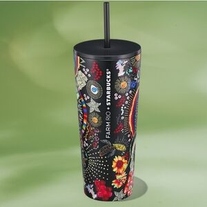 NWT FARM Rio x Starbucks Borogodo Pattern Colorful 24 oz Stainless Steel Tumbler